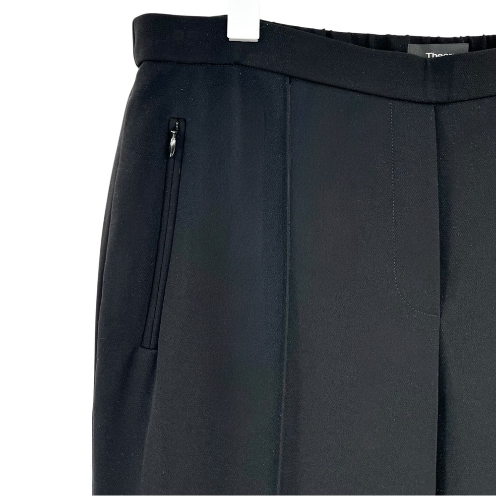 Theory Demitria Admiral Crepe Trousers - Black Pull On Mid Rise Pants sz 12 - Picture 6 of 12